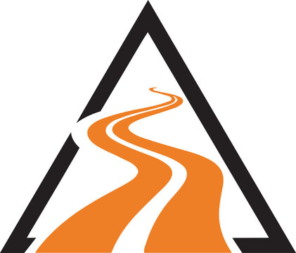 Minimalist Black Triangle Road Logo