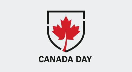 Fototapeta premium Canada Day maple leaf shield emblem with text.