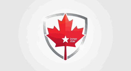 Obraz premium Canadian Maple Leaf Shield with Star Logo Design.
