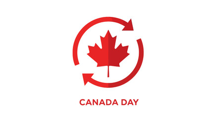 Fototapeta premium Canada Day maple leaf emblem with arrows symbolizing national unity and celebration.