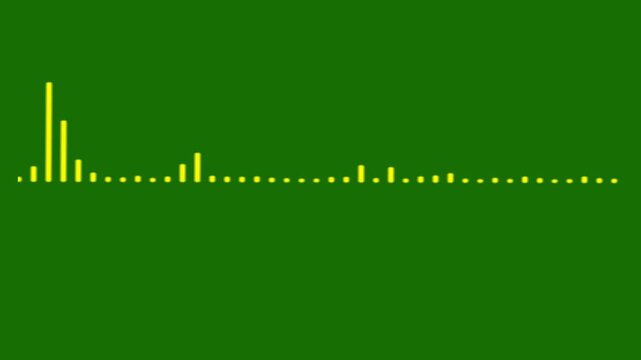 Dynamic yollow audio waveform animation with glowing white spectrum lines, solid green background for modern music visualizer projects