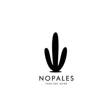 Nopales Cactus Logo Vector Illustration Minimalist Silhouette for Mexican Food and Desert Themed Designs