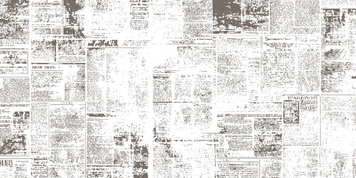 Vintage distressed newspaper columns print texture abstract seamless pattern background vector illustration for retro design.