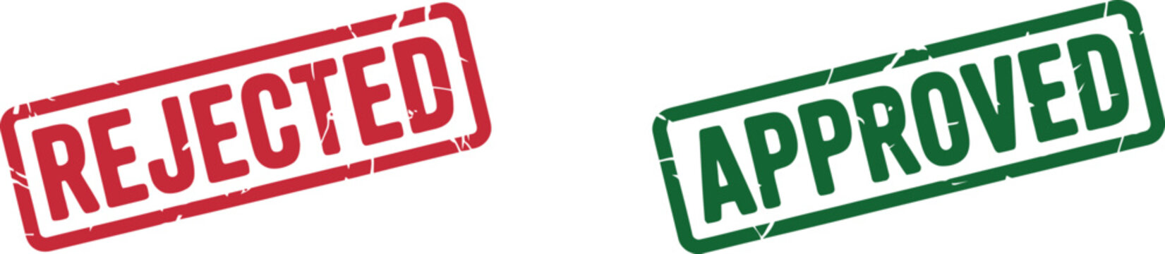 Rejected and approved rubber stamp icons quality control badge vector collection
