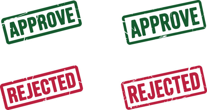 Approved and rejected rubber stamp icons green red approval badge collection