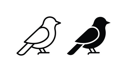 Simple Bird Icons: Black and White Vector Silhouettes, Minimalist Avian Graphics for Nature and Wildlife Concepts © Masud