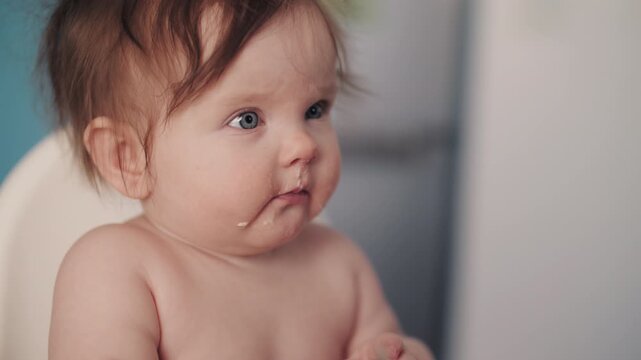 Baby Eating Cucumber and Dropping It Funny First Food Moment at Home