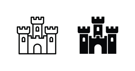 Medieval Castle Icons, Royal Fortress Symbols, Fantasy Landmark Graphics, Medieval Architecture Vector Set © Rima