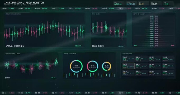 Institutional Market Flow Monitoring Dashboard Screen