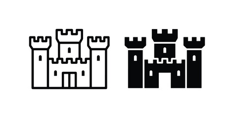Medieval Castle Icons, Royal Fortress Symbols, Historic Landmark Graphics, Fantasy Architecture Vector Set © Salman