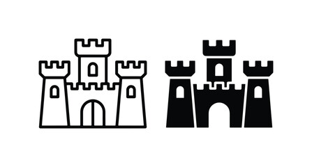 Castle Icons, Medieval Fortress Vector Art, Royal Palace Silhouette, Fantasy Kingdom Building Graphics, Black and White Landmark Illustrations © Sharifa