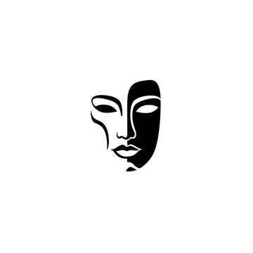 Abstract Black and White Face Silhouette Symbol of Duality and Mystery Elegant Minimalist Design