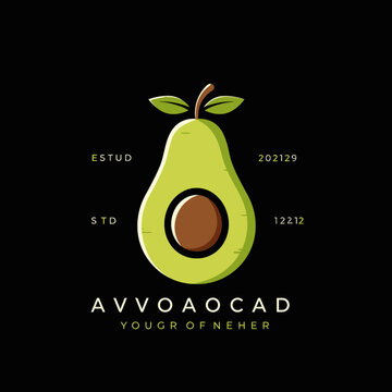Avocado Logo Design Minimalist Style with Text Elements and Seed Illustration