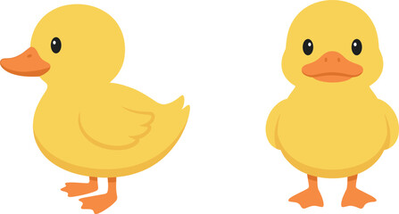Cartoon Baby Duck Character Set with Different Poses and Cute Expressions © Lunavera art