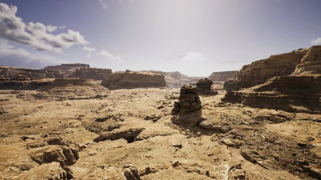 Open desert plateau invites quiet reflection and calm, broad sunlit plain with distant mesas and textured foreground, minimal composition emphasizes stillness