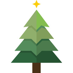 Obraz premium A stylized illustration of a green Christmas tree with a star on top