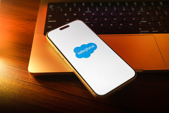 Salesforce AI logo is displayed on the screen of a smartphone, in Bangalore, India, on May 11, 2026
