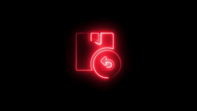 Red neon return package animation for e-commerce and logistics