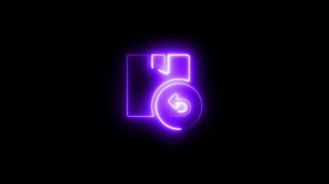 Neon purple return package animation for e-commerce logistics