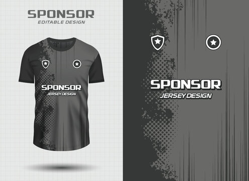 Modern Sports Jersey Design Template with Abstract Dust Grunge Texture and Monochrome Geometric Pattern for Soccer, Esports, and Athletic Wear