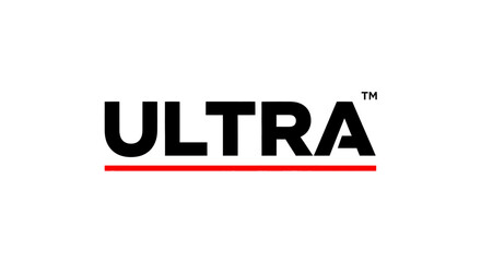 Fototapeta premium Ultra text with a red underline and trademark symbol