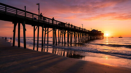 Fototapeta premium Scenic view of a beautiful early morning sky at myrtle beach sc with the apache pier