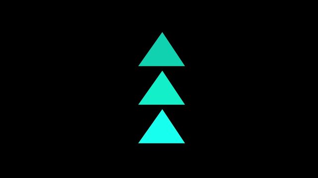 Cyan Upward Arrows Animation Loop for Progress Indicators Three bright triangle