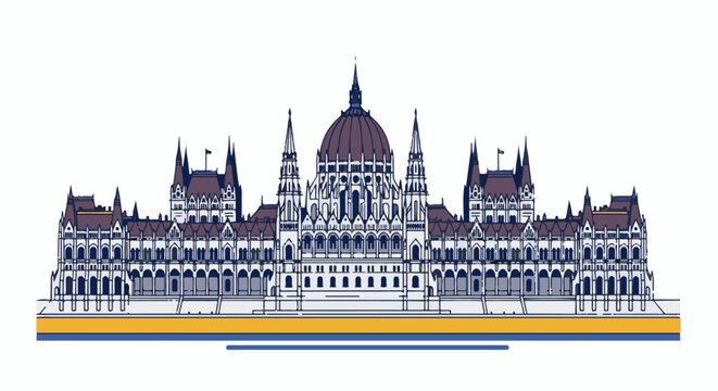 Ornate Gothic Revival parliamentary building with a large dome and spires