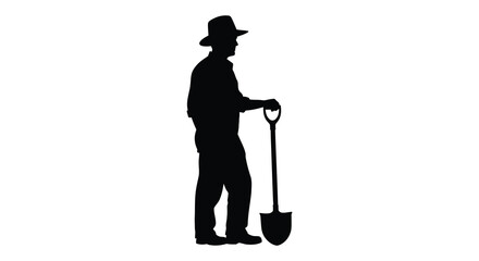 Farmer with shovel and hat black silhouette © design creation