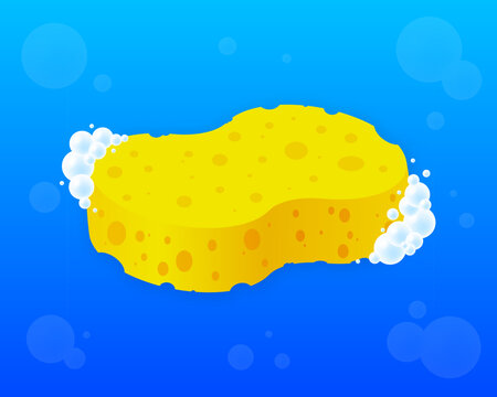 Scrub Sponge. Dish washing tool. Housing floor washing and scrubbing cleaning brush. Concept of cleanliness. Vector illustration.