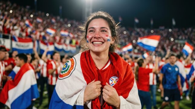 Paraguayan football fan celebrating at stadium