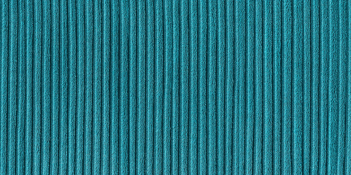 Modern turquoise aquamarine corduroy sofa fabric texture background banner panorama