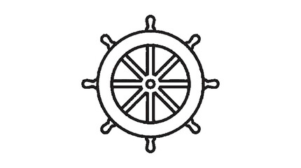 ship wheel vector icon, minimal outline, nautical steering wheel, thin stroke, white background   © Natasa Akter 