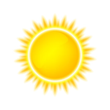 Sun, dawn, summer and good weather. Yellow Sunlight. Flash light effect. Glowing light effects. Vitamin D. Vector illustration.