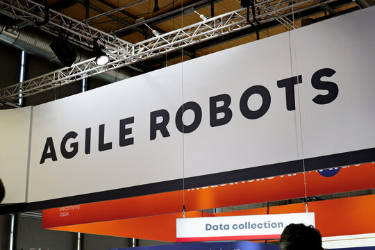 Hannover, Lower Saxony, Germany - April 22, 2026: Agile Robots SE in Hanover, Germany - Agile Robots is a German-Chinese high-tech company that develops AI-driven robotic systems