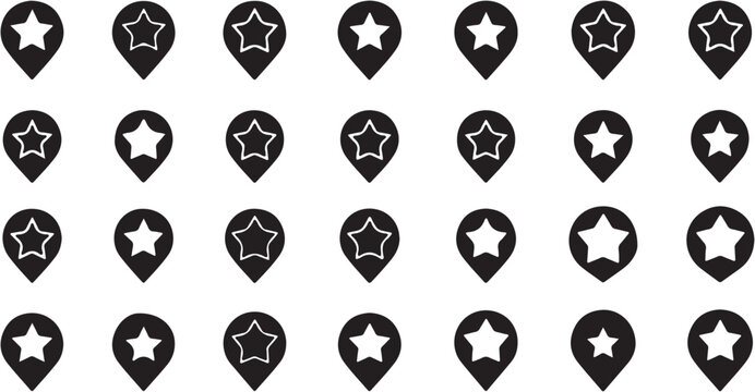 Black and white star map markers.