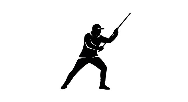 Black silhouette of a golfer swinging a golf club on a white background