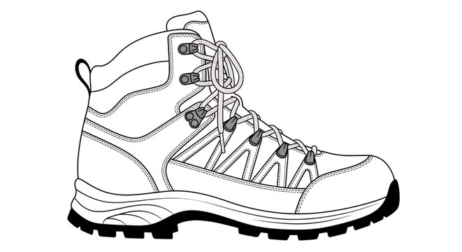 Hiking boot line art illustration