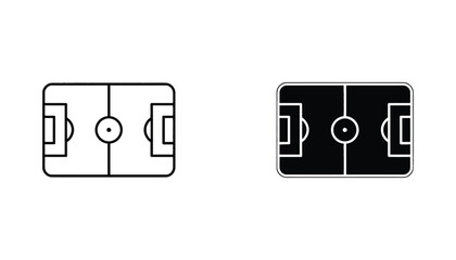 Vector icons of a soccer field in outline and solid black formats on a white background for sports and game concepts © Urban