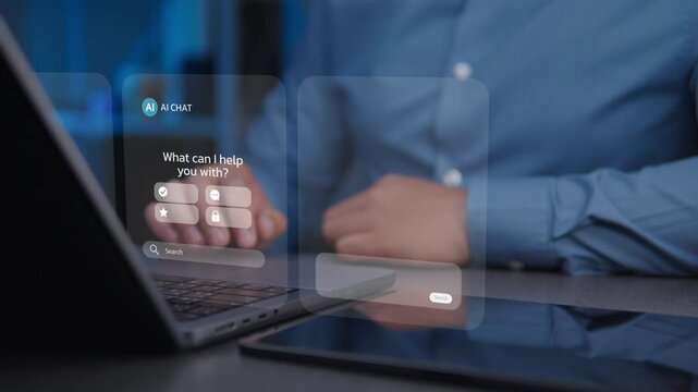 Chatbot Chat with Artificial Intelligence (AI), Digital Chatbot Learning Strategy, Online Customer Service, Virtual Assistant and Future Technology Concept
