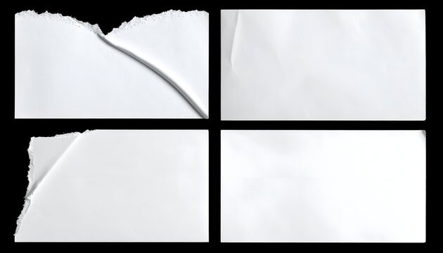 Torn white paper quadrants on a black background
