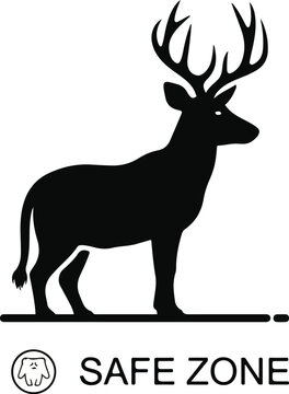 Silhouette of a deer with antlers inside a safe zone symbol