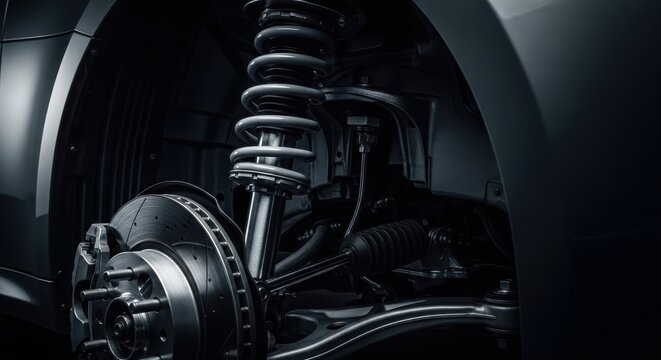 Close-up of a car suspension system