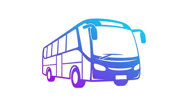 Blue and purple double-decker bus with colorful roof