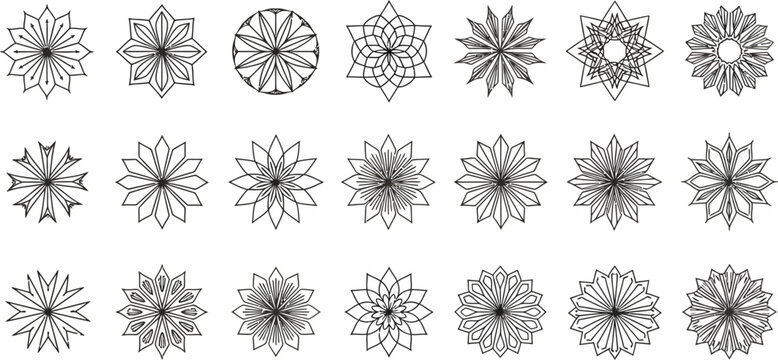 Intricate geometric flower mandala designs Vector