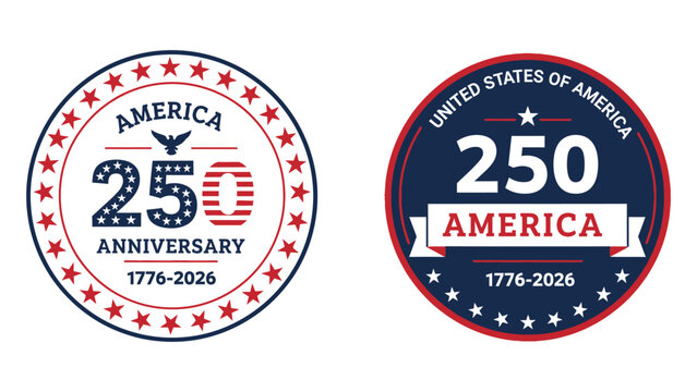America 250th anniversary badges united states of america commemorative logos