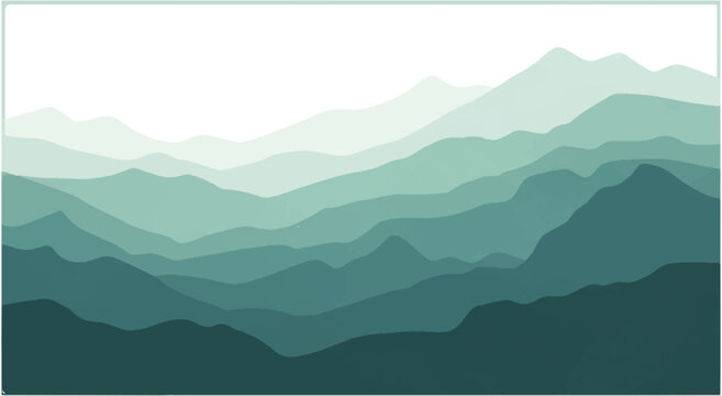 Nature Landscape Mountains and Clouds Vector Design