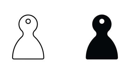 Generic chess pawn game piece icon in line art and solid black silhouette for strategy board games © Urban
