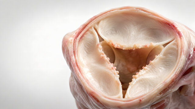 Cardiac valve tiny vegetations, preserved valve leaflets, subtle endocarditis nodules, realistic valve anatomy, mild cardiac context, medical 3D render, clinical background