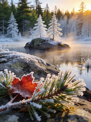Naklejka premium Eternal Boreal The Untamed Northern Wilderness